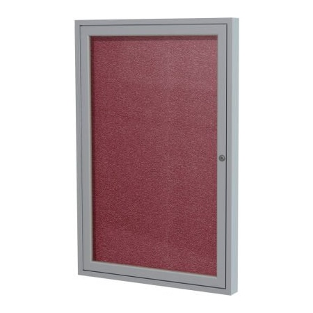Ghent Ghent Enclosed Bulletin Board, Outdoor, 1 Door, 30"W x 36"H, Berry Vinyl/Silver Frame PA13630VX-187